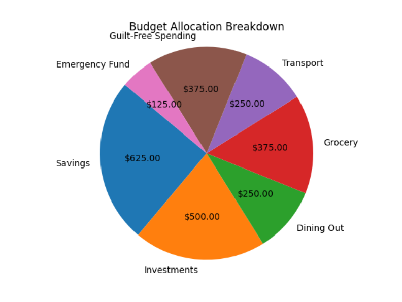 Pie chart generated by Budget Allocation App